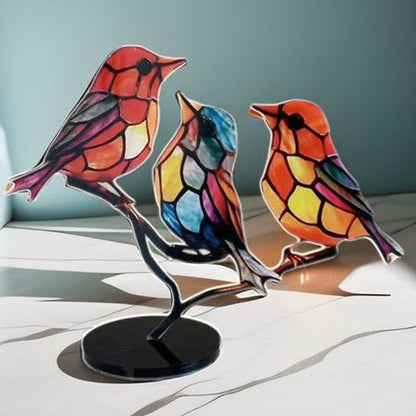 1PC Colourful Bird Desktop Decoration, Acrylic Small Ornament, Home Cubic Decoration