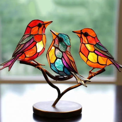 1PC Colourful Bird Desktop Decoration, Acrylic Small Ornament, Home Cubic Decoration