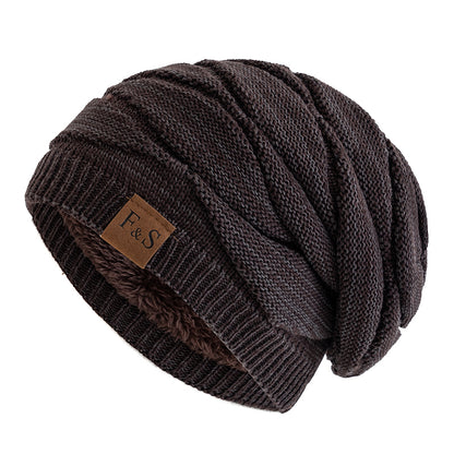 Warm Fleece Lined Beanie Cap New Unisex Slouchy Winter Hats Men Women Casual Label Decor 6