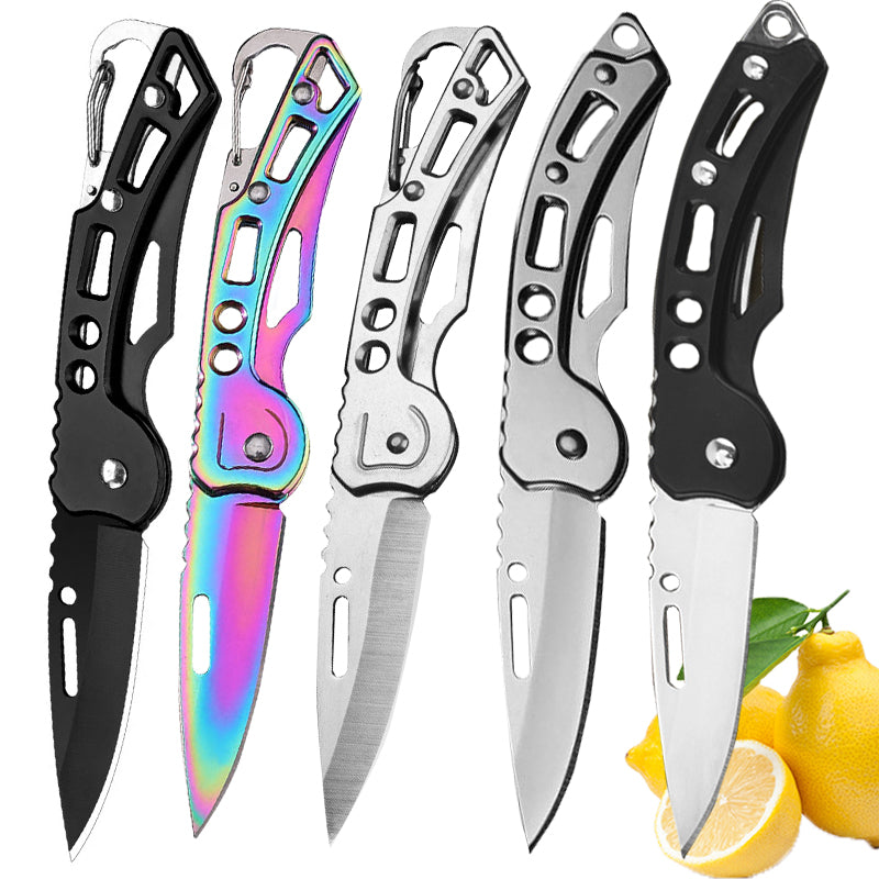 Folding Fruit Knife Stainless Steel Pocket Knife Keychain Nonslip Handle Household Small Knife 1