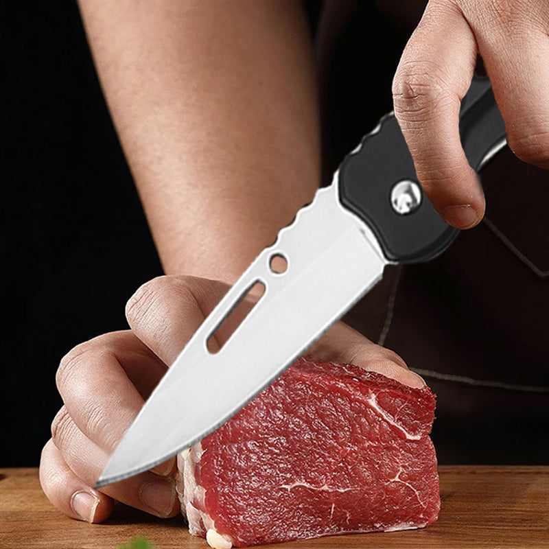 Folding Fruit Knife Stainless Steel Pocket Knife Keychain Nonslip Handle Household Small Knife 3