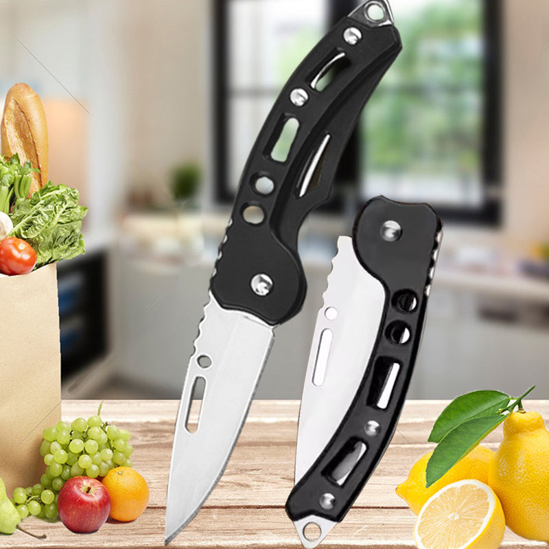 Folding Fruit Knife Stainless Steel Pocket Knife Keychain Nonslip Handle Household Small Knife 4
