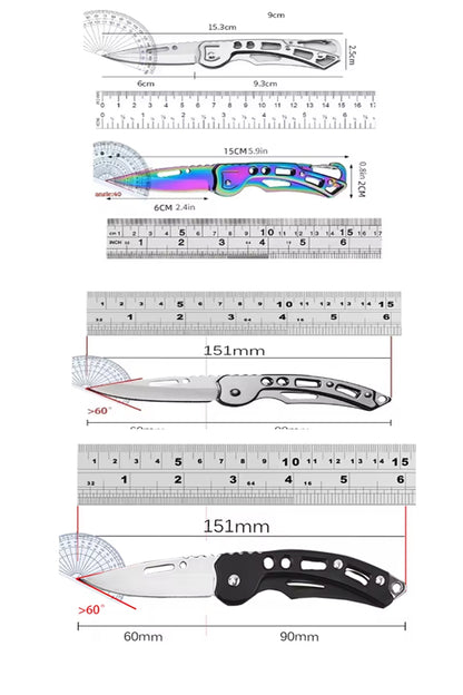 Folding Fruit Knife Stainless Steel Pocket Knife Keychain Nonslip Handle Household Small Knife 5