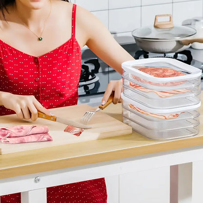Plastic Food Storage Containers, Fridge Organiser Bins, Refrigerator Storage for Lunch, Meat, Salmon, Bacon, Deli Slices