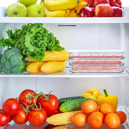 Plastic Food Storage Containers, Fridge Organiser Bins, Refrigerator Storage for Lunch, Meat, Salmon, Bacon, Deli Slices