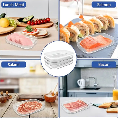 Plastic Food Storage Containers, Fridge Organiser Bins, Refrigerator Storage for Lunch, Meat, Salmon, Bacon, Deli Slices