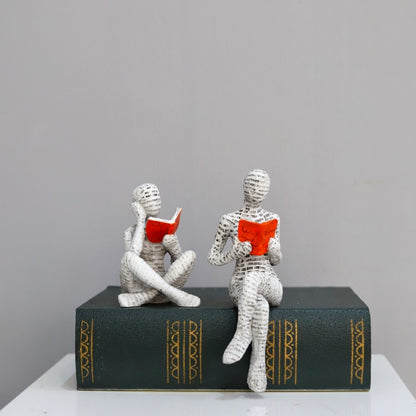 Reading Paper Pulp Woman Thinker Statue, Creative Desk Decoration, Modern Home Office Bookshelf Accessories, Gift Ideas