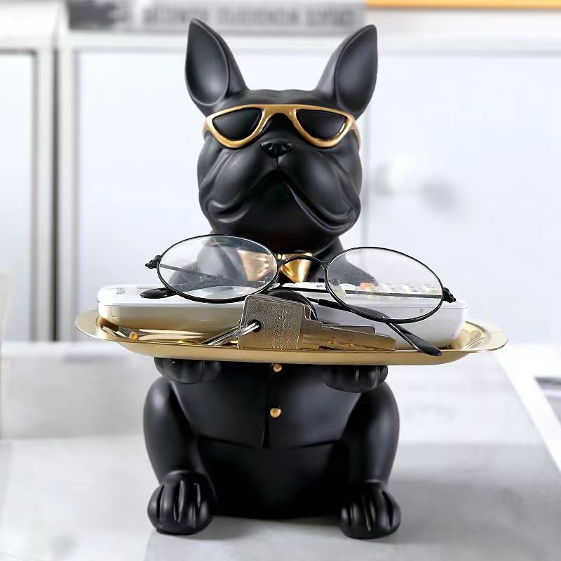 Multi Functional Bulldog Tray, Creative Animal Statue, Living Room Bedroom Miscellaneous Storage, Home Decoration