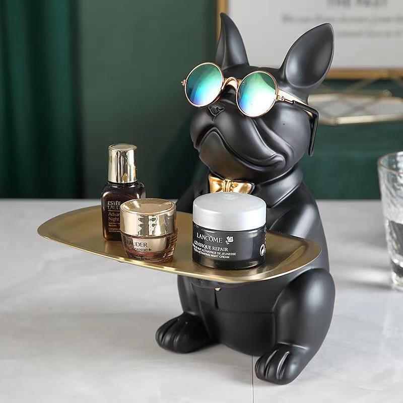 Multi Functional Bulldog Tray Creative Animal Statue Living Room Bedroom Miscellaneous Storage Home 2