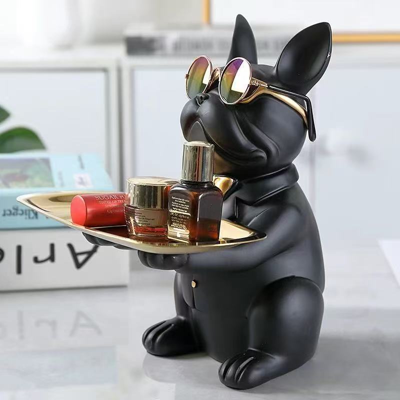 Multi Functional Bulldog Tray Creative Animal Statue Living Room Bedroom Miscellaneous Storage Home 4
