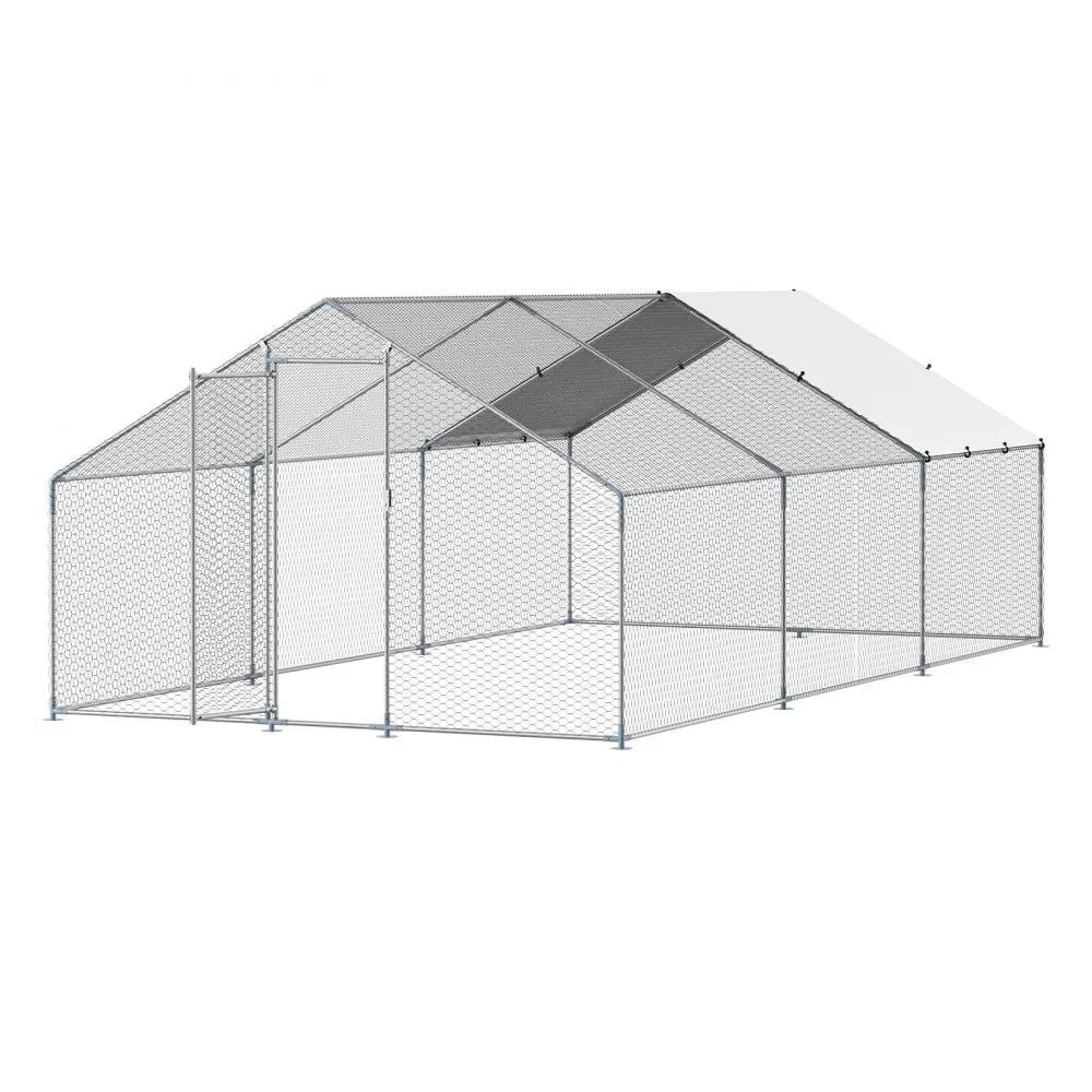 Metal Chicken Coop Walkin Chicken Run With Cover Spire Roof Hen House Enclosure Outdoor Duck Rabbit 8