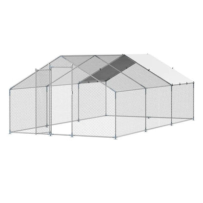 Metal Chicken Coop Walkin Chicken Run With Cover Spire Roof Hen House Enclosure Outdoor Duck Rabbit 8