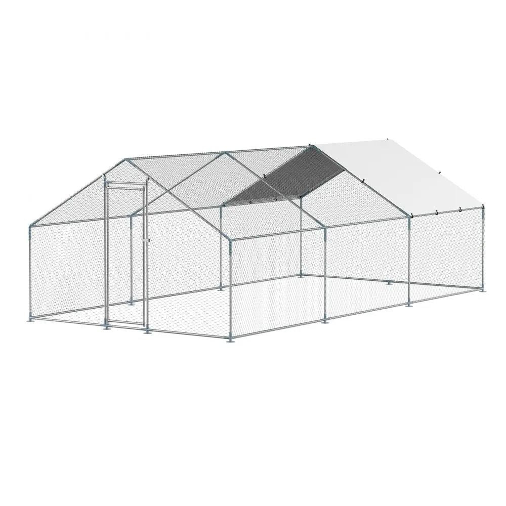 Metal Chicken Coop Walkin Chicken Run With Cover Spire Roof Hen House Enclosure Outdoor Duck Rabbit 6