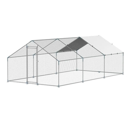 Metal Chicken Coop Walkin Chicken Run With Cover Spire Roof Hen House Enclosure Outdoor Duck Rabbit 6