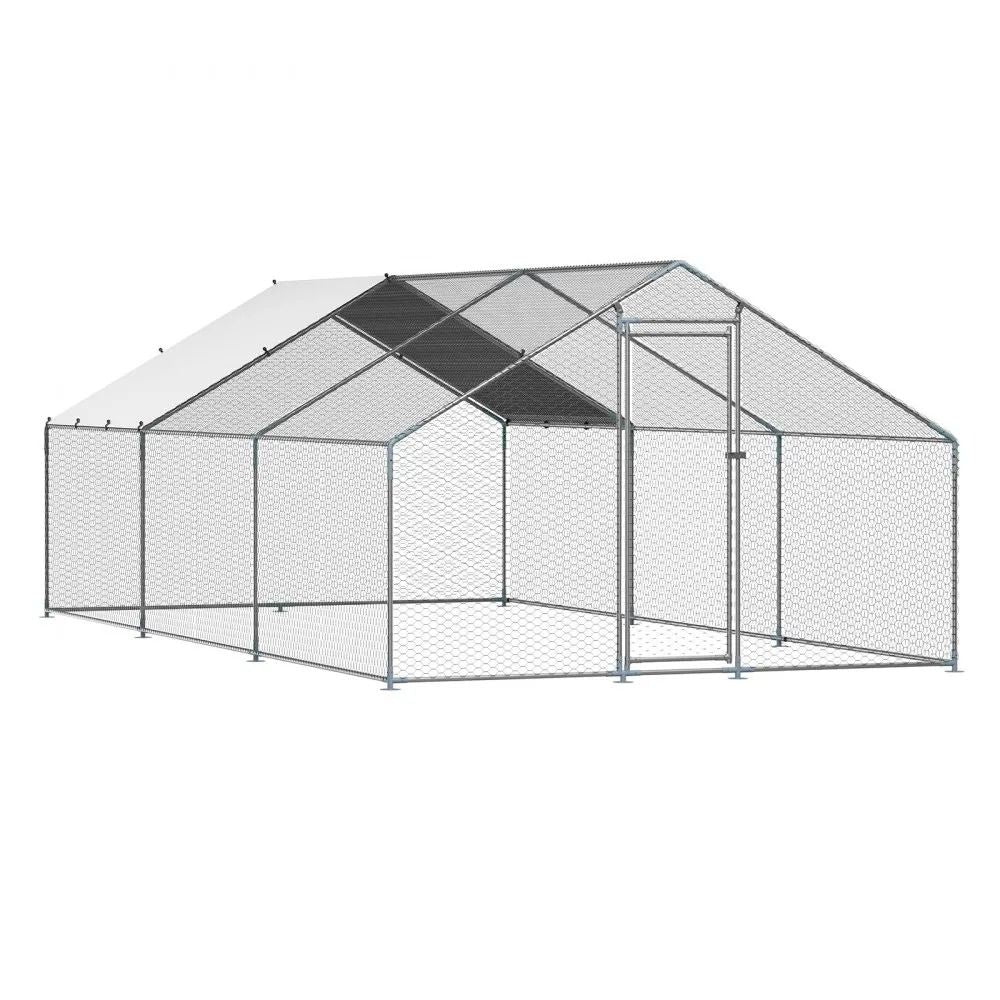 Metal Chicken Coop Walkin Chicken Run With Cover Spire Roof Hen House Enclosure Outdoor Duck Rabbit 7