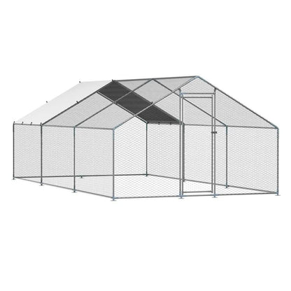 Metal Chicken Coop Walkin Chicken Run With Cover Spire Roof Hen House Enclosure Outdoor Duck Rabbit 7