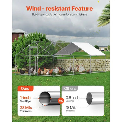 Metal Chicken Coop Walkin Chicken Run With Cover Spire Roof Hen House Enclosure Outdoor Duck Rabbit 1