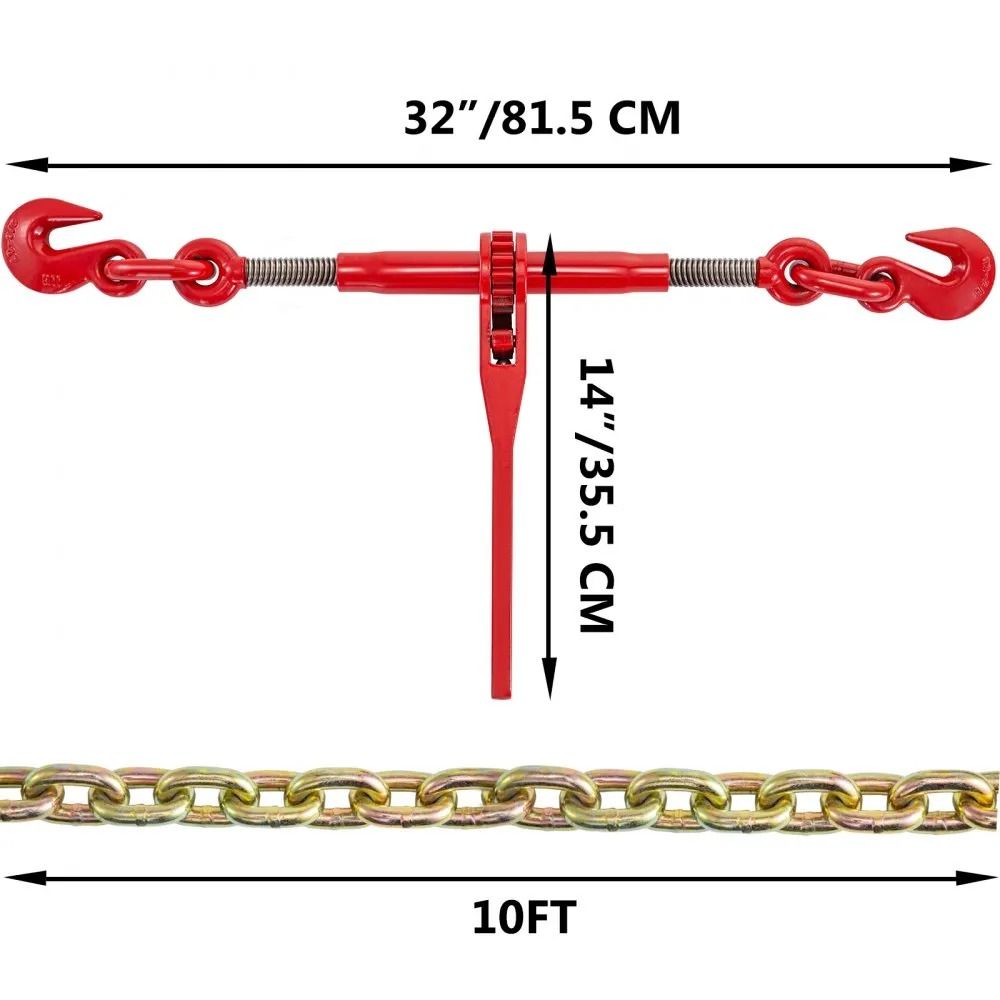 Ratchet Binders And Chains Chain And Binder Kit High Working Strength Chains With Hooks For Hauling 6