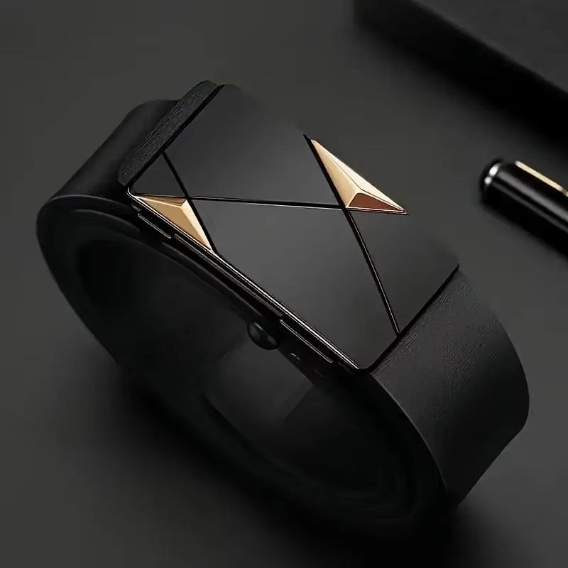 Stylish Mens PU Leather Automatic Buckle Belt 6