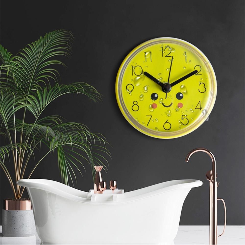 Mini Sucker Wall Clock, Waterproof Bathroom Clock, Anti Fog Quartz Clock for Kitchen Toilet Table
