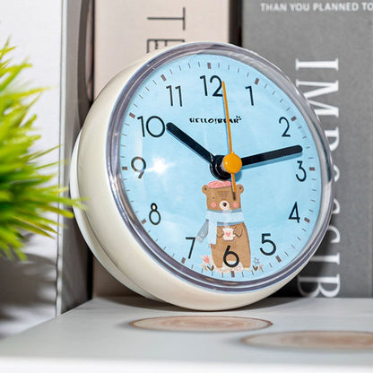 Mini Sucker Wall Clock, Waterproof Bathroom Clock, Anti Fog Quartz Clock for Kitchen Toilet Table