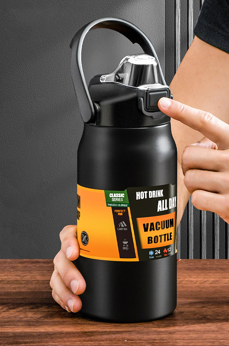 Portable Thermos with Straw, Stainless Steel Thermal Mug Tumbler, Cold and Hot Water Bottle