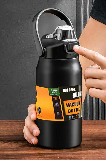 Portable Thermos with Straw, Stainless Steel Thermal Mug Tumbler, Cold and Hot Water Bottle