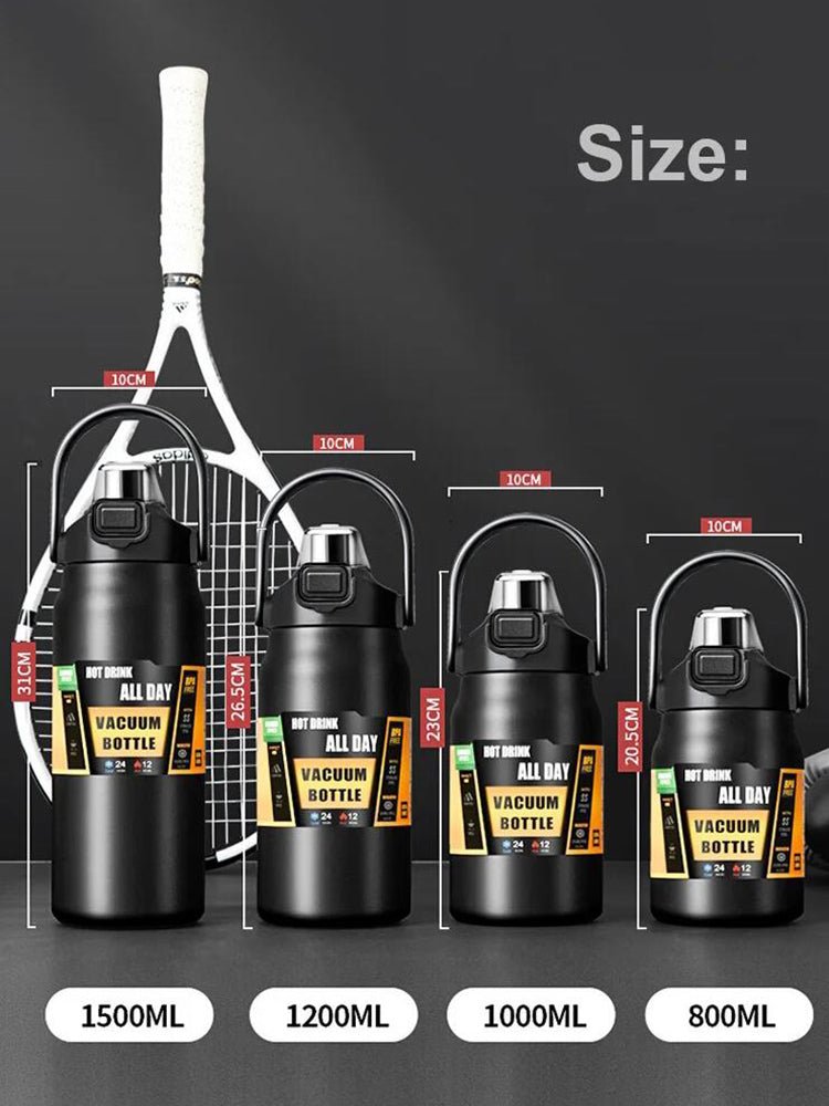 Portable Thermos with Straw, Stainless Steel Thermal Mug Tumbler, Cold and Hot Water Bottle