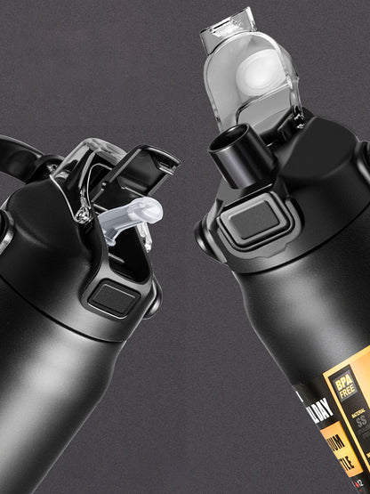 Portable Thermos with Straw, Stainless Steel Thermal Mug Tumbler, Cold and Hot Water Bottle