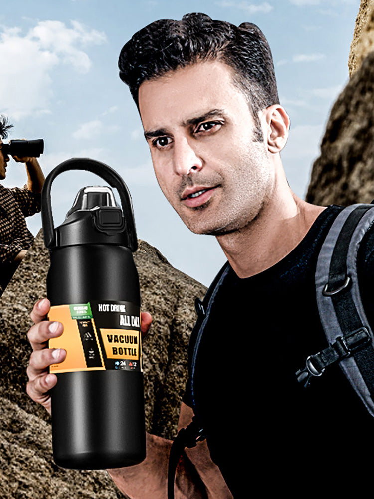 Portable Thermos with Straw, Stainless Steel Thermal Mug Tumbler, Cold and Hot Water Bottle