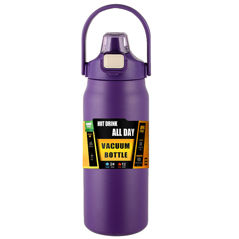 Portable Thermos with Straw, Stainless Steel Thermal Mug Tumbler, Cold and Hot Water Bottle