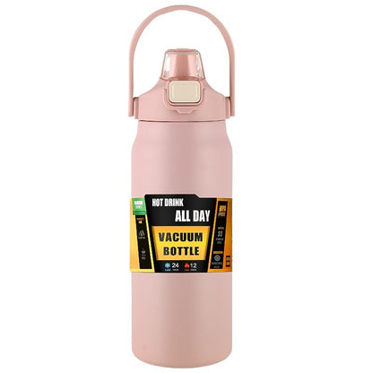 Portable Thermos with Straw, Stainless Steel Thermal Mug Tumbler, Cold and Hot Water Bottle