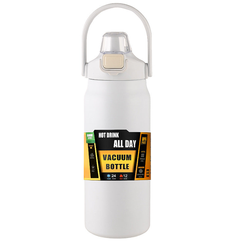Portable Thermos with Straw, Stainless Steel Thermal Mug Tumbler, Cold and Hot Water Bottle