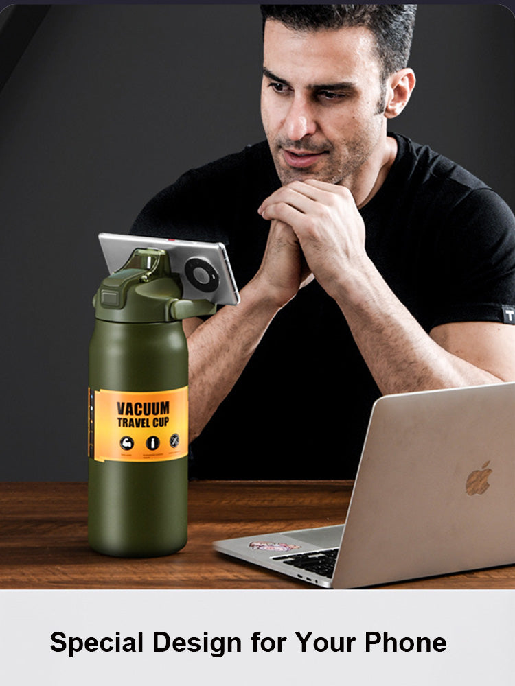 Portable Thermos with Straw, Stainless Steel Thermal Mug Tumbler, Cold and Hot Water Bottle