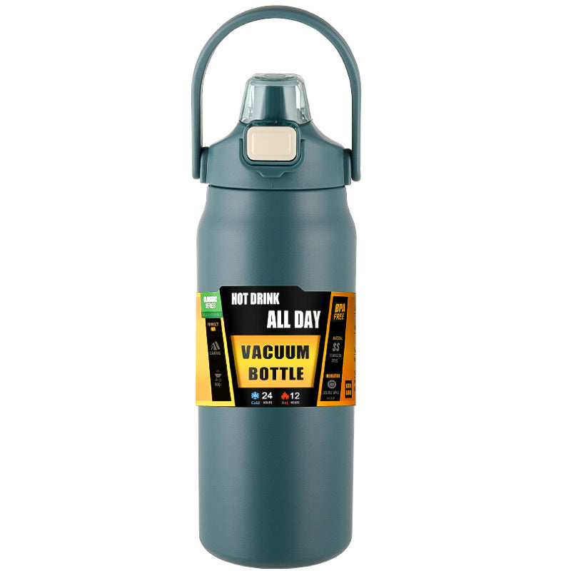 Portable Thermos with Straw, Stainless Steel Thermal Mug Tumbler, Cold and Hot Water Bottle