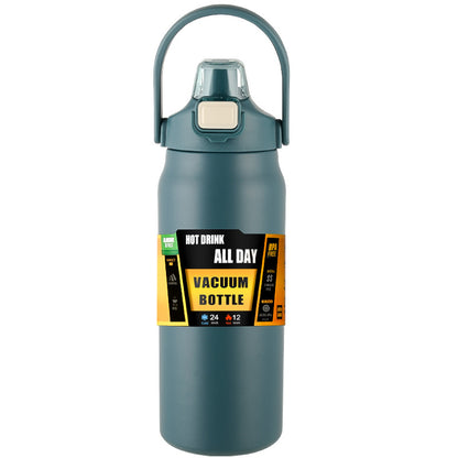 Portable Thermos with Straw, Stainless Steel Thermal Mug Tumbler, Cold and Hot Water Bottle