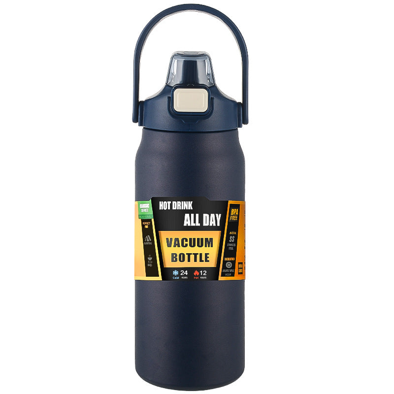 Portable Thermos with Straw, Stainless Steel Thermal Mug Tumbler, Cold and Hot Water Bottle