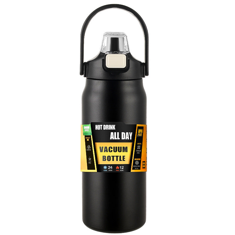 Portable Thermos with Straw, Stainless Steel Thermal Mug Tumbler, Cold and Hot Water Bottle