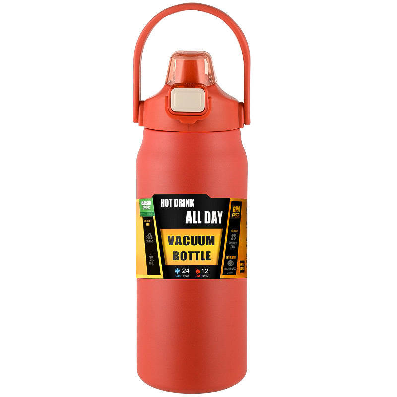 Portable Thermos with Straw, Stainless Steel Thermal Mug Tumbler, Cold and Hot Water Bottle