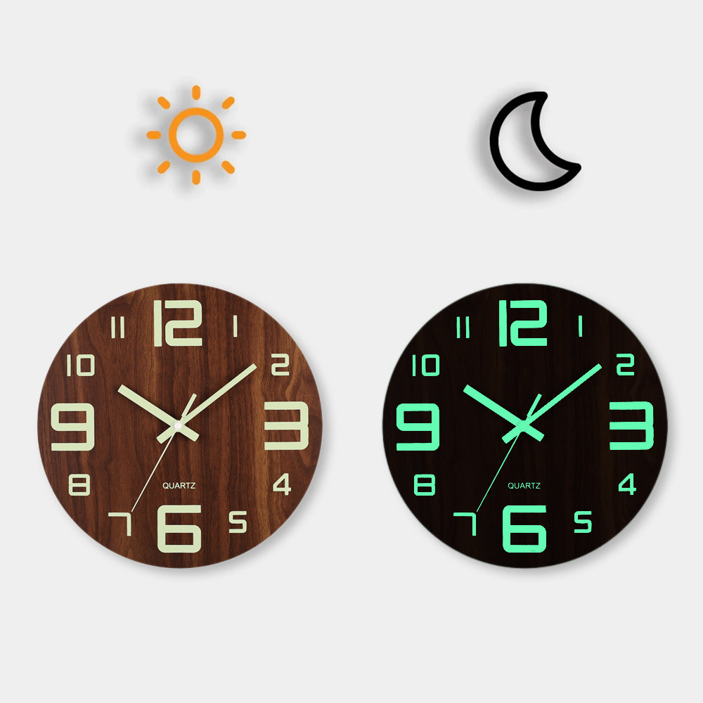 Luminous Wall Clock Wood Silent Non Ticking Clock Nordic Fashion Light In Dark Night Wall Clock Wit 1