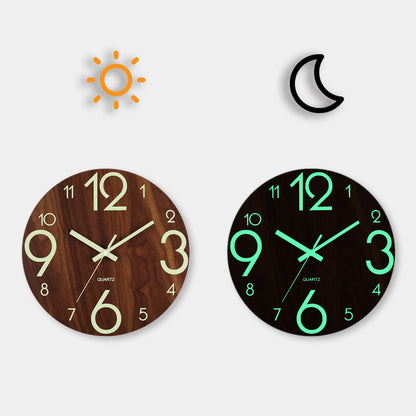 Luminous Wall Clock Wood Silent Non Ticking Clock Nordic Fashion Light In Dark Night Wall Clock Wit 5