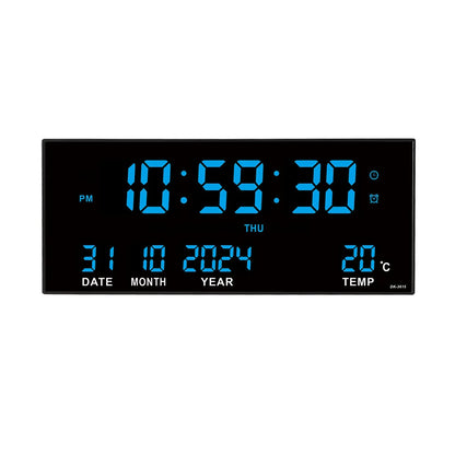 Digital Large Wall Clock LED Display Alarm Temperature Date Calendar Alarm Settings Plug In Electro