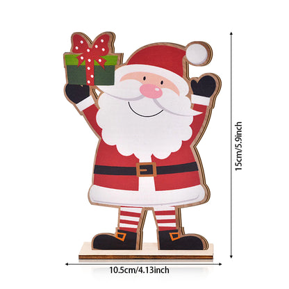 Festive Wooden Santa Claus, Christmas Decor, Hand Painted, Adorable Ornament with Gift