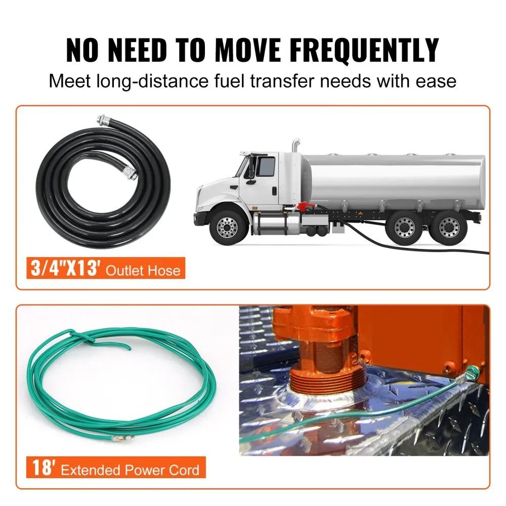Fuel Transfer Pump Diesel And Gasoline Extractor Pump With Automatic Shutoff Nozzle Discharge Hose  5