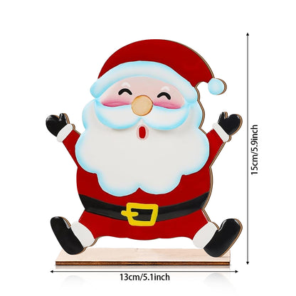 Festive Wooden Santa Claus Christmas Decor Ornament For Home Office Tree 4