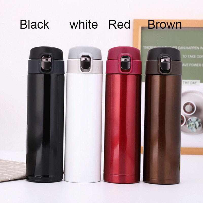 Students Go To School Thermos Cup, Creative Bullet Cover Direct Drinking Water Cup, Simple Solid Colour Durable