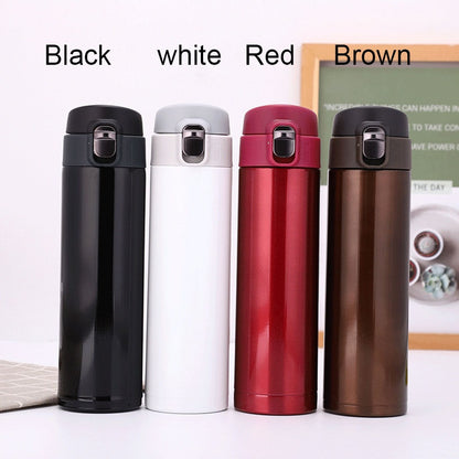 Students Go To School Thermos Cup, Creative Bullet Cover Direct Drinking Water Cup, Simple Solid Colour Durable