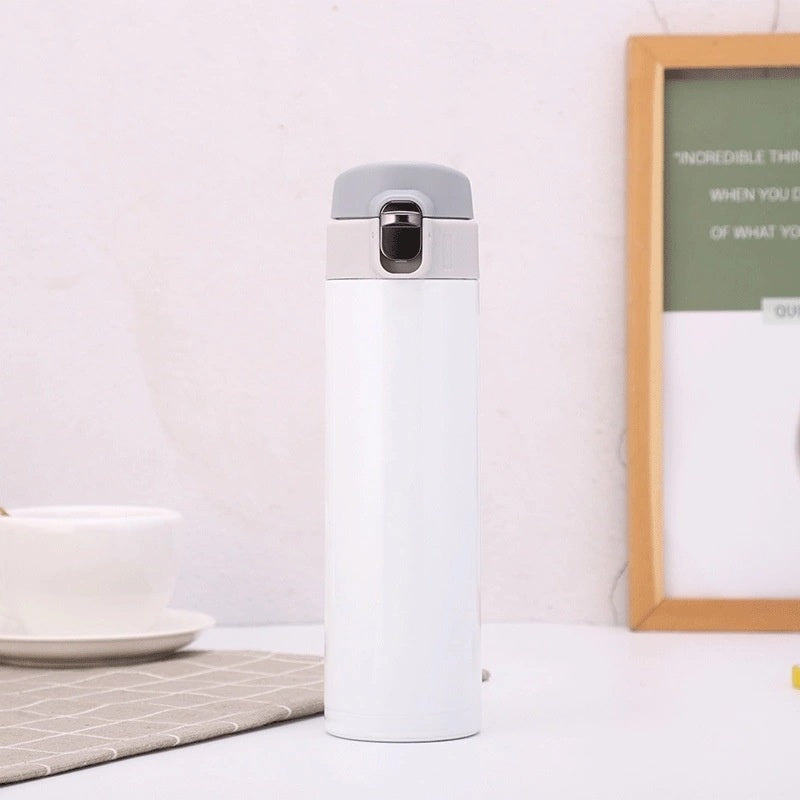 Students Go To School Thermos Cup, Creative Bullet Cover Direct Drinking Water Cup, Simple Solid Colour Durable