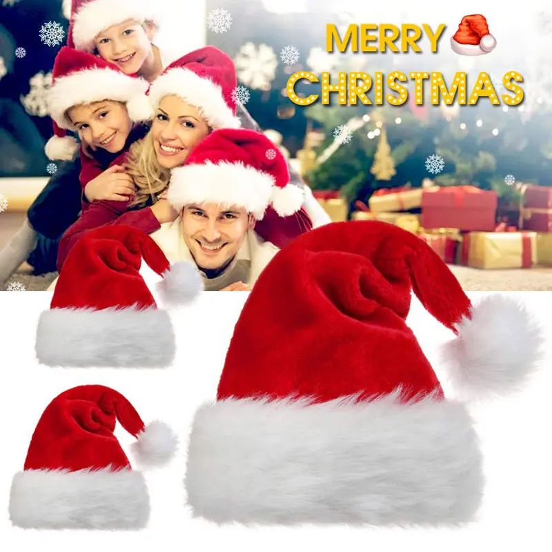 Xmas Long Plush Santa Hat Holiday Red Christmas Hat For Adults And Kids Unisex Party Supplies And F 3