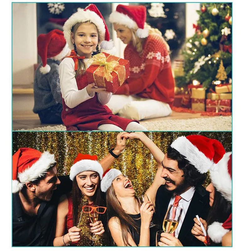 Xmas Long Plush Santa Hat Holiday Red Christmas Hat For Adults And Kids Unisex Party Supplies And F 8